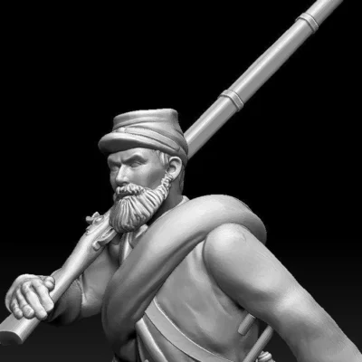 Advancing infantry in Kepi Long jacket medium beard