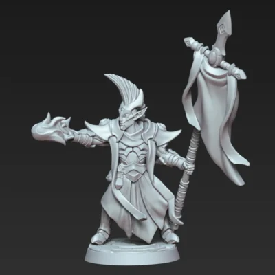 Ashen priest casting spell and hold a banner AG