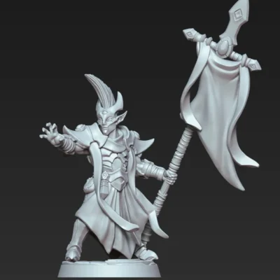 Ashen priest preparing spell and hold a banner AG