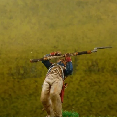 French Grenadier soldier Waterloo 1815 shot with bayonet