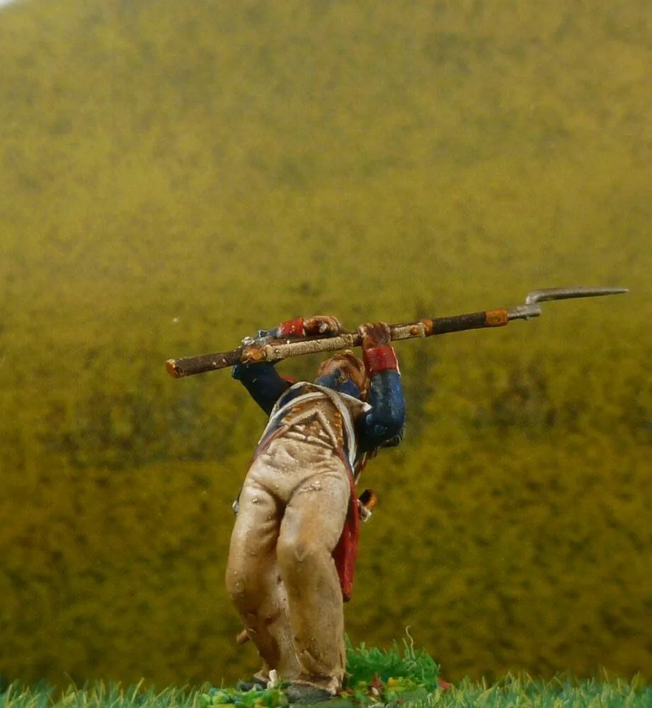 French Grenadier soldier Waterloo 1815 shot with bayonet