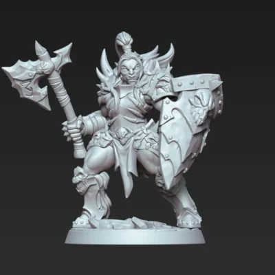 Female orc big shield and axe AG