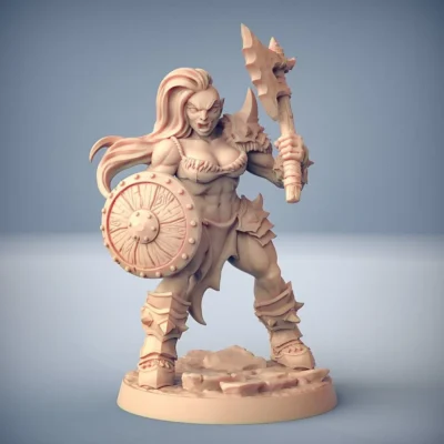 Female orc with axe and shield AG