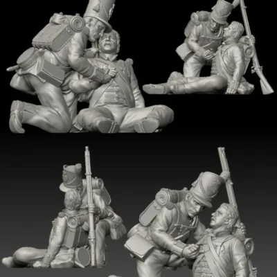 British 27th “Inniskillin” Regiment of Foot Waterloo 1815 soldier caring for wounded