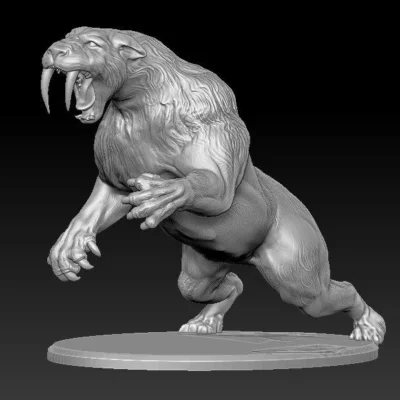 Smilodon populator threatening Smilodon Two Paws front