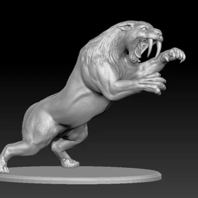 Smilodon populator threatening with Two Paws