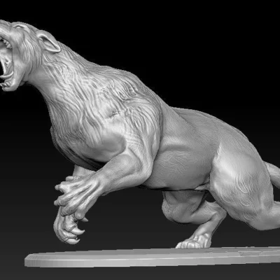 Smilodon populator threatening with Two Paws low