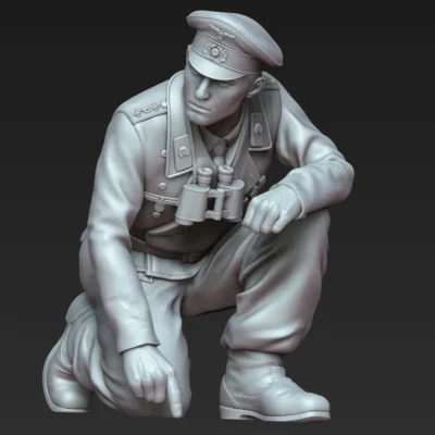 German tank officer, knee in ground