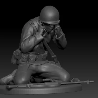 American soldier ww2 Cover Ears A10 AS