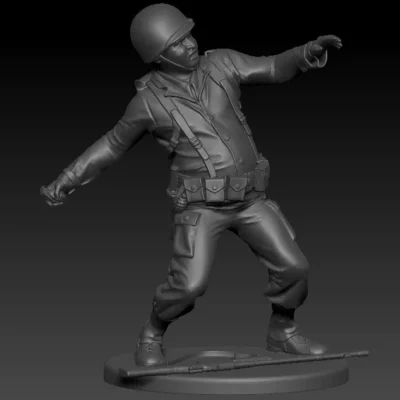 American soldier ww2 throwing grenade  AS