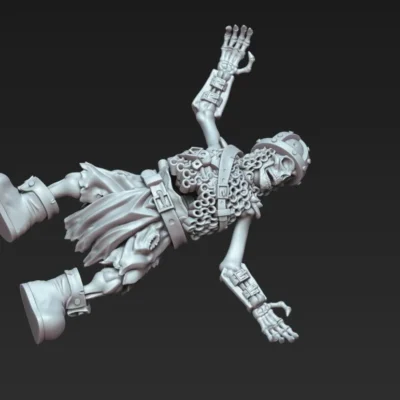 Skeleton body on ground in chainmail RF