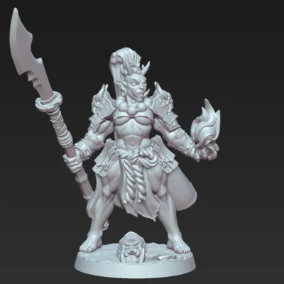 Oni Grunt lady with naginata casting spell AG