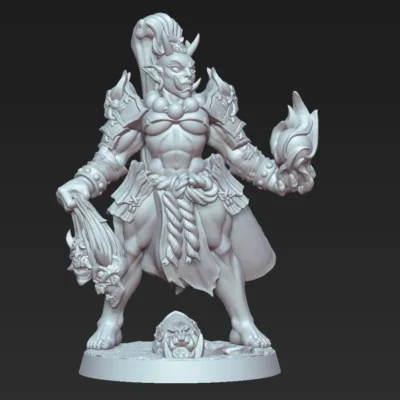 Oni Grunt lady with heads and casting spell AG