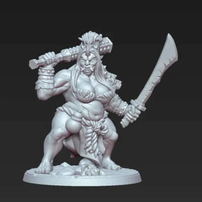 Oni Kyojin ogre lady with cleaver and giant kanabo AG