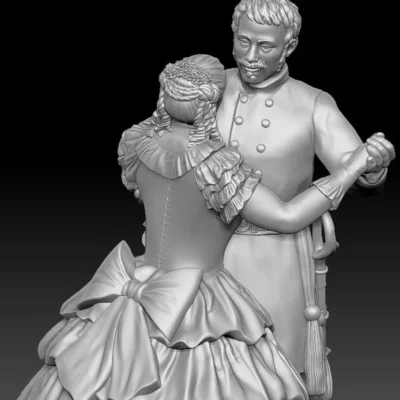 Pair dancing he with a mustache