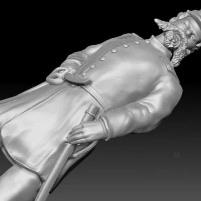 Casualty Officer with sword in Forage Cap and beard