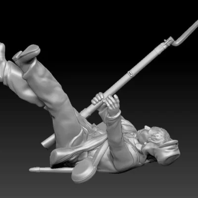 Falling soldier with havelock no backpack