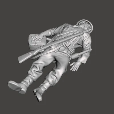 German soldier dead laying on back AS