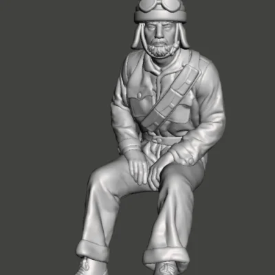 Italian Tank Crew in beard and mustache leaning forward AS