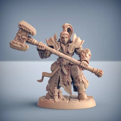 Female warrior priest with warhammer AG