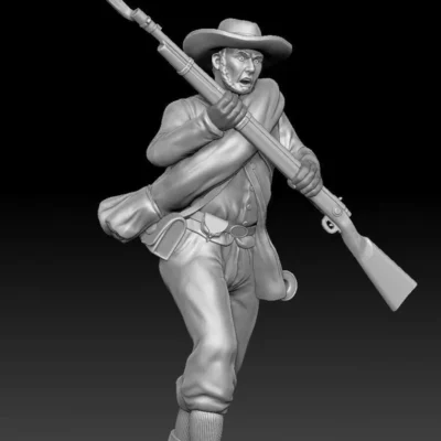 Soldier pushing forward with gun rolled cloth short jacket in Hat