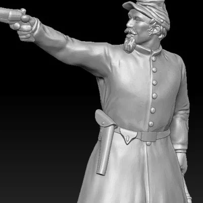 Confederate Officer firing revolver medium beard