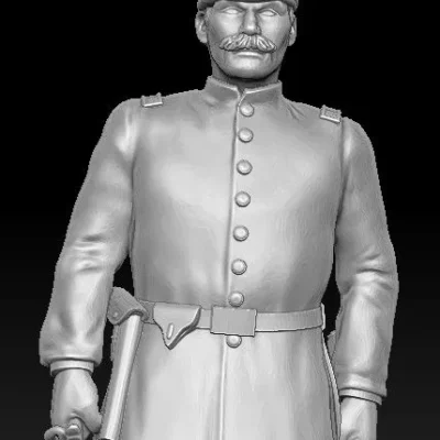 Officer standing still in Kepi with mustache