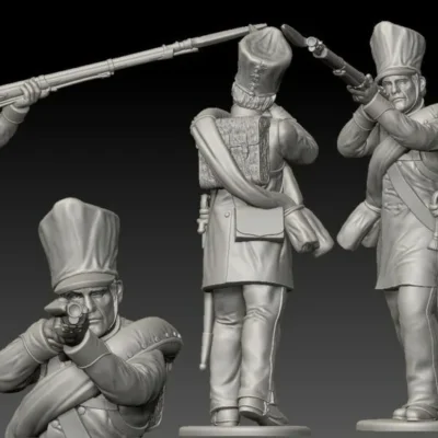 Prussian 25th Line (Lützow Freikorps) soldier, shooting upwards