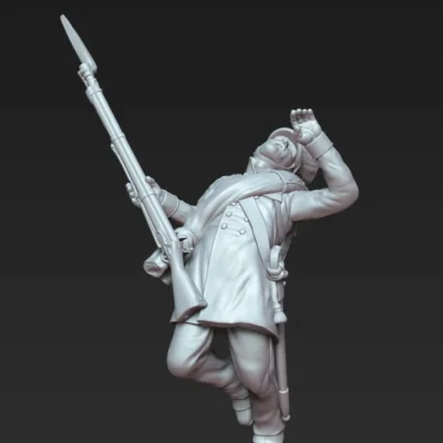 Prussian 25th Line (Lützow Freikorps) soldier, shot and falling