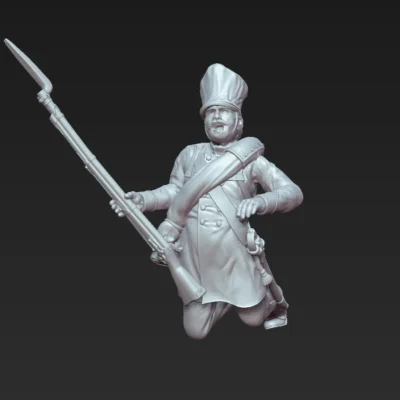 Prussian 25th Line (Lützow Freikorps) soldier, wounded standing on knee