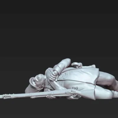 Prussian 25th Line (Lützow Freikorps) soldier, dead on the side laying on the ground