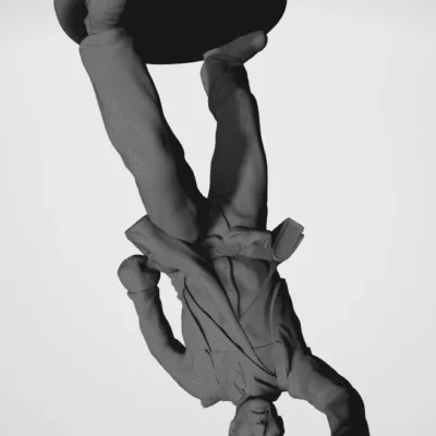 Soldier strike forward in bare head