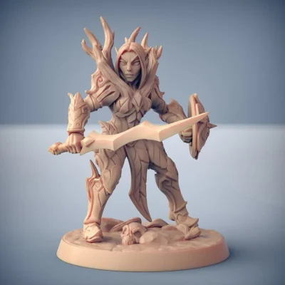 Sylvan warrior female with sword and shield AG