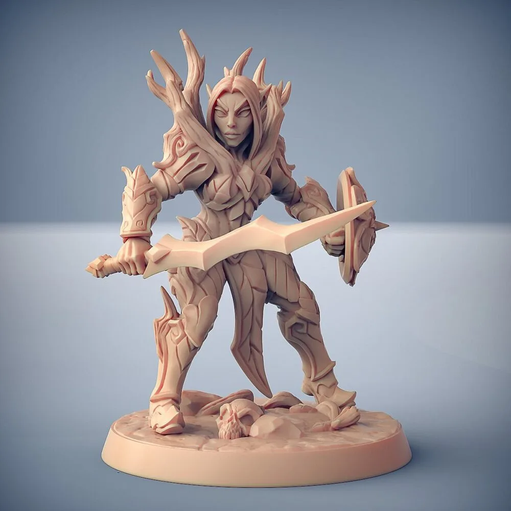 Sylvan warrior female with sword and shield AG