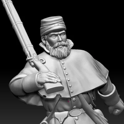 Marching winter soldier in kepi with beard