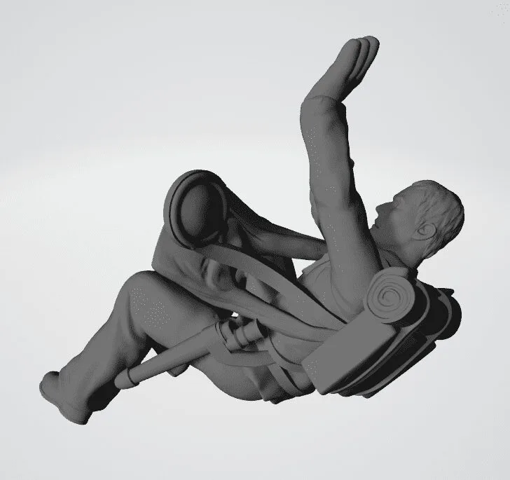 Soldier crawling bare head