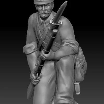 11th NY Fire Zouave Soldier Kneeling in Kepi (normal pants) mustache