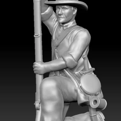 1st Minnesota Infantry regiment Kneeling loading in Plug Hat and shirt