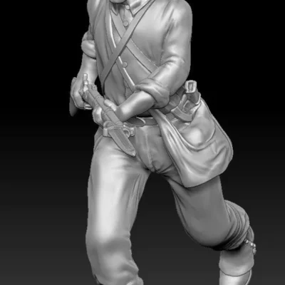 1st Minnesota Infantry regiment charging in Wide Brim Plug Hat with gaiters.