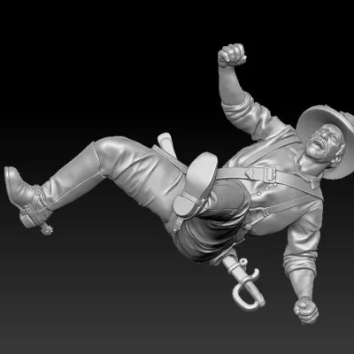 Confederate cavalry dramatic fall, rider only