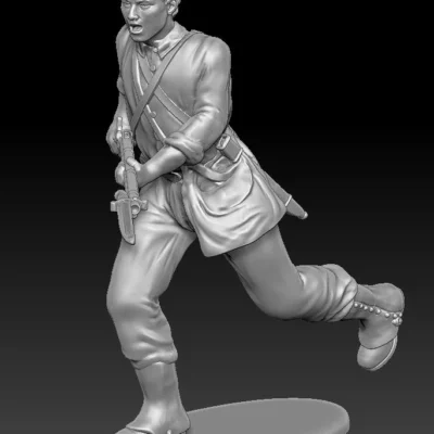 Zouave soldier with gaiters bare head