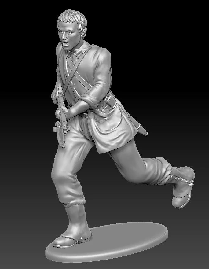 Zouave soldier with gaiters bare head