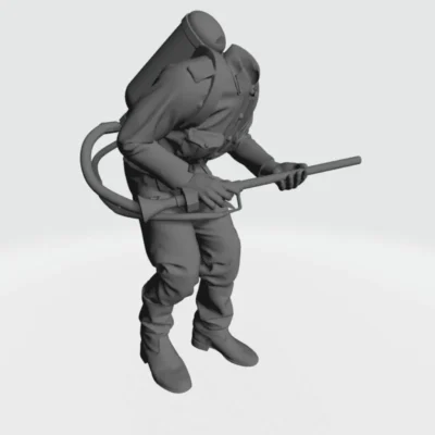 German WW2 Soldier crouching with Flamethrower - AoW