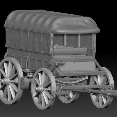 Wheeling Rosecrans Ambulance Wagon, rolled down