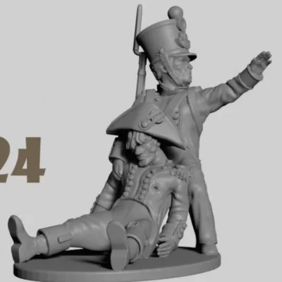 French Infantry soldier helping officer Post 1812 TN