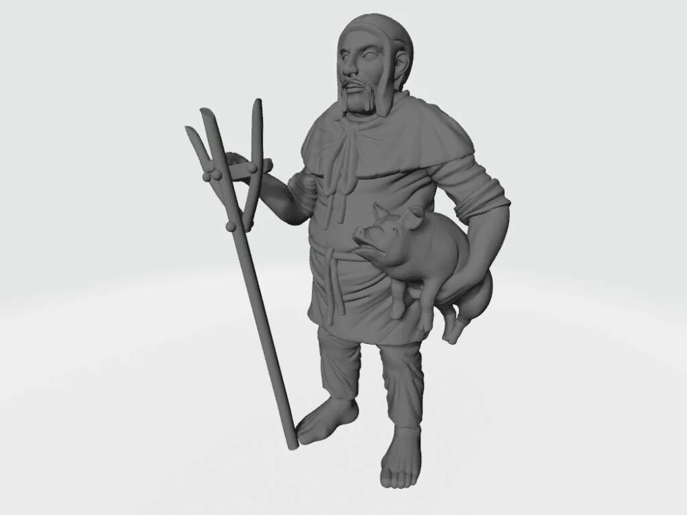 Medieval farmer with pig EM