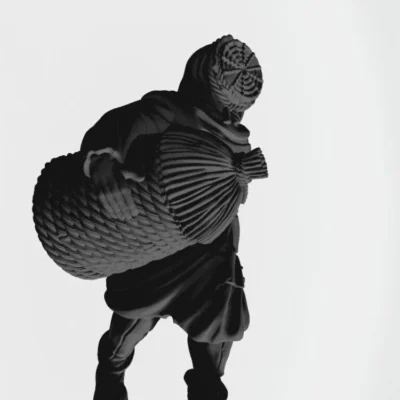 Man carrying bee hive EM