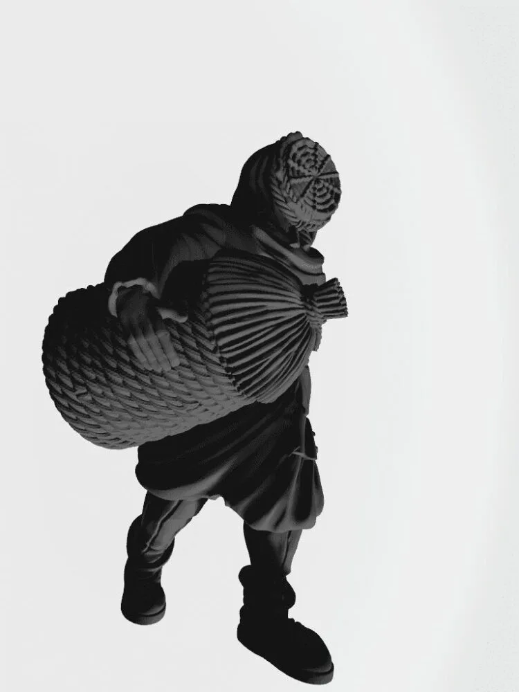 Man carrying bee hive EM