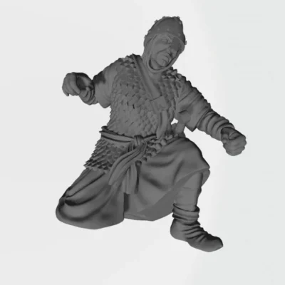 Christian Infantry soldier on knee attacking with spear CA