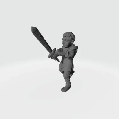 Boy playing with wooden sword EM